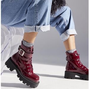 NWT Burgundy genuine patent leather  size 7